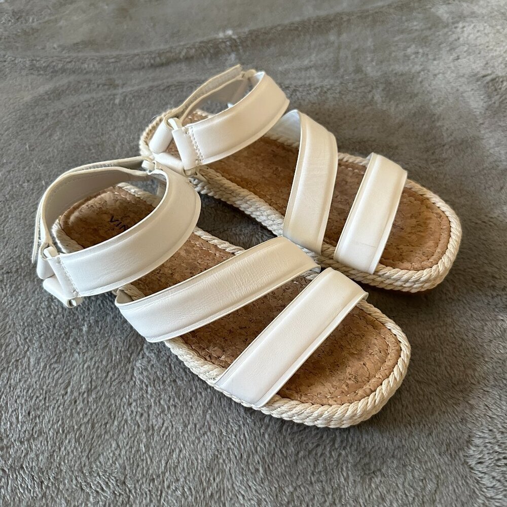 Vince White Leather Elian Strappy Espadrille Sandals Shoes Women's size 6
